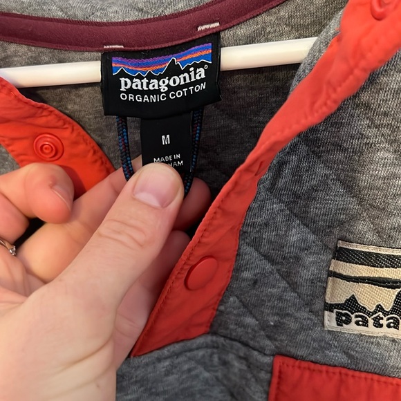 Patagonia organic cotton quilt snap t-pullover drifter grey/coral sz M - Picture 3 of 6